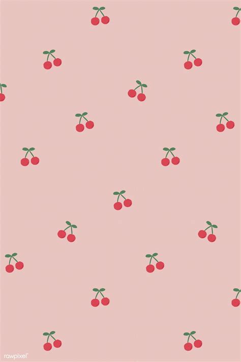 Red Hand Drawn Cherry Seamless Pattern On Pink Social Template Vector