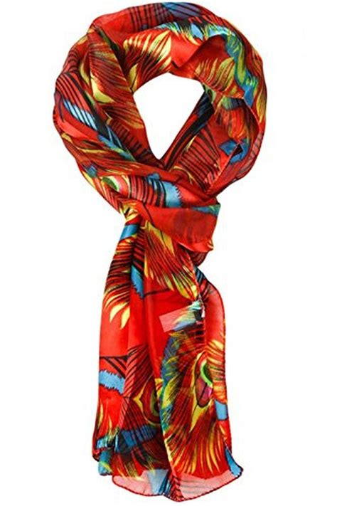 Tiffany Peacock Scarf Red Multi Scarf Stylish Scarves Womens Scarves