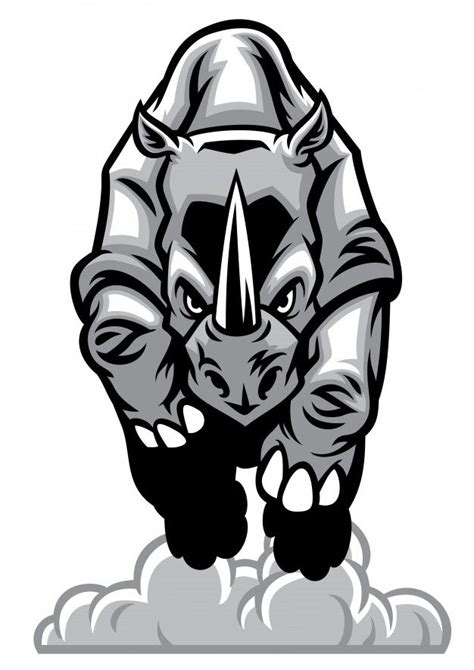 Premium Vector Charging Rhino In 2023 Rhino Art Rhino Logo