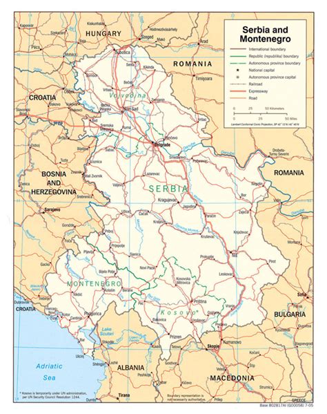 Large Political Map Of Serbia And Montenegro With Roads And Major