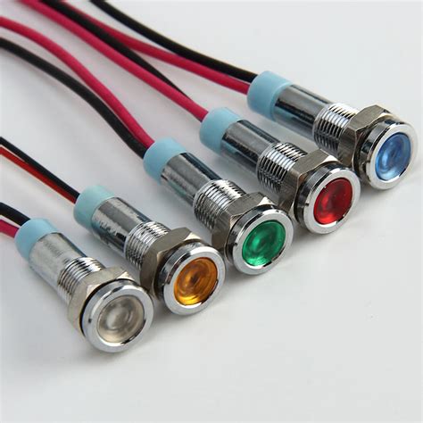 1pc Led Metal Indicator Light 6mm Waterproof Signal Lamp 6v 12v 24v