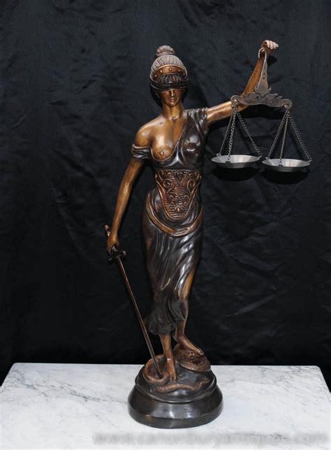 Greek Lady Blind Scale Of Justice Bronze Statue 12 Law Lawyer T