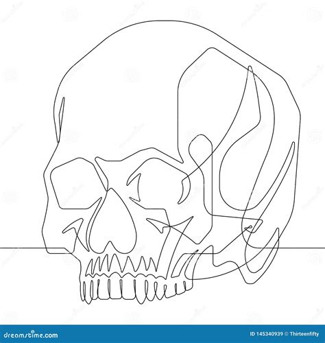 Human Skull One Continuous Line Vector Graphic Illustration 34 View