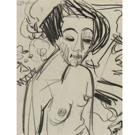 Nackte frau Mädchen nude woman girl A double sided drawing von Ernst