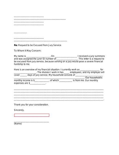 Free Jury Duty Financial Hardship Letter – Sample - PDF | Word – eForms