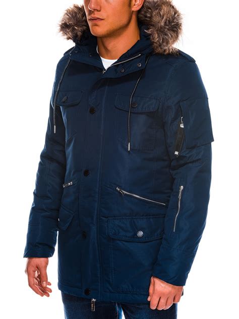 Mens Winter Parka Jacket Navy C410 Modone Wholesale Clothing For Men