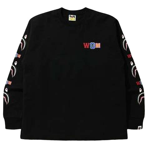 A Bathing Ape Men Wgm Shark Rlx Long Sleeve Tee Black