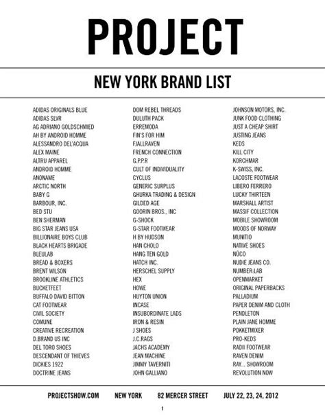 New York Brand List Project