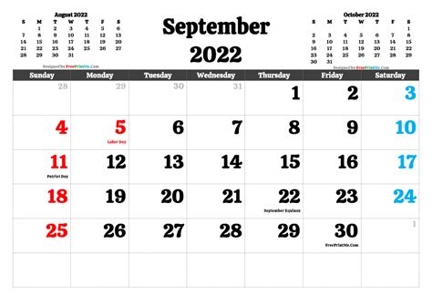 Free Printable September 2022 Calendar Pdf