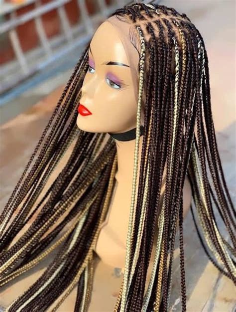Ready To Ship Mixed Colour Knotless Braided Full Lace Wig Etsy