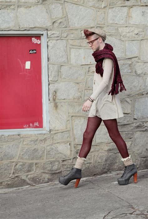 Men In Heels Genderqueer Fashion Maroon Scarf Gender Fluid Fashion