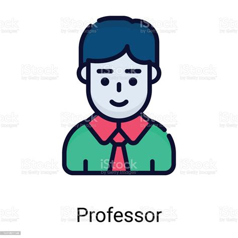 Professor Teacher Color Line Icon Isolated On White Background Stock
