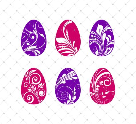 Floral Easter Eggs Svg Files for Cricut and Silhouette - D2