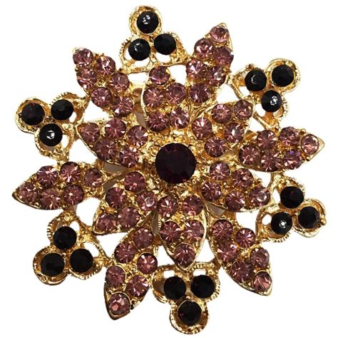 Dark Purple Crystal Flower Brooches For Women Brooch Pin Fashion Dress Coat Accessories Cute