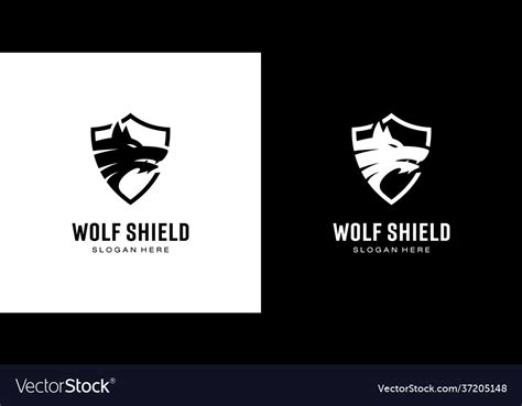 Wolf Head And Shield Logo Design Royalty Free Vector Image
