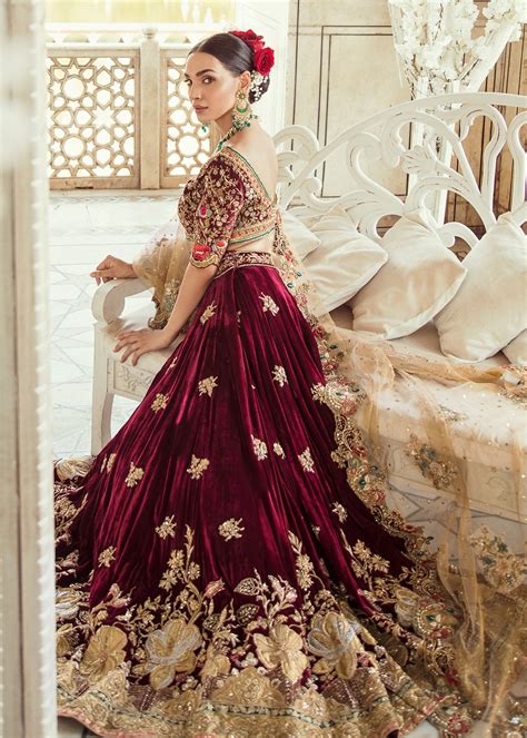 Pakistani Bridal Maroon Velvet Lehnga Dress J5101 Red Bridal Dress Bridal Dresses Pakistan