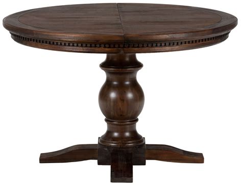 Geneva Hills Rustic Brown Extendable Round To Oval Pedestal Dining