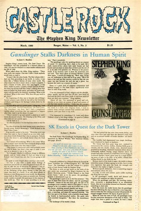 Castle Rock The Stephen King Newsletter 1985 Comic Books 1989