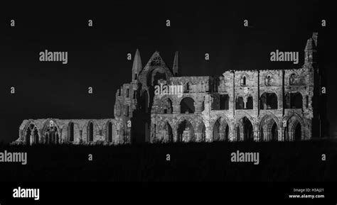 Nighttime Image Of Draculas Abbey In Whitby North Yorkshire England