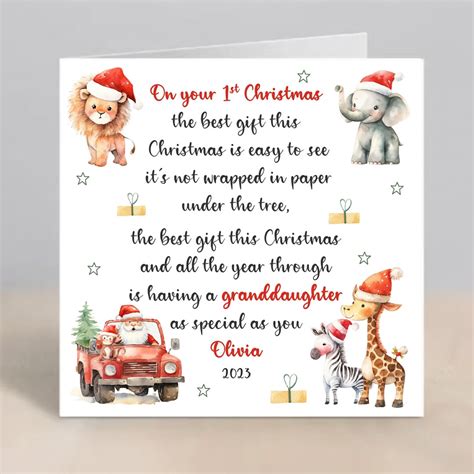 Granddaughter 1st Christmas Card Baby First Personalised Etsy Uk