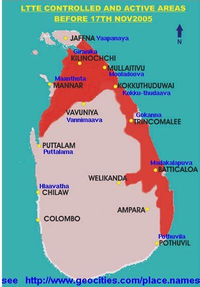 Traditional Sinhala Place Names Of Towns In The North And East Sri