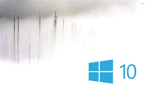 Windows 10 In The Foggy Winter Day Simple Blue Logo Wallpaper