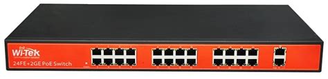 Poe switch with 4,8,16,24 poe ports plus 2 additional non poe ports for nvr and network. 24FE+2GE port Gigabit 24V PoE Switch WITEK WI-PS126G-24V ...