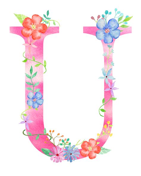U Decorative Alphabet Letters Fancy Letters Flower Alphabet Flower
