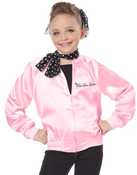 Grease The Pink Ladies Satin Jacket T Bird 50s Child Halloween Costume