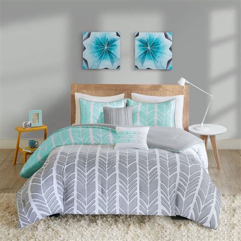 Kennedy Aqua Grey Comforter Set By Intelligent Design On Sale