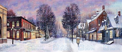 Winter Small Town Projected Backdrops Grosh Digital