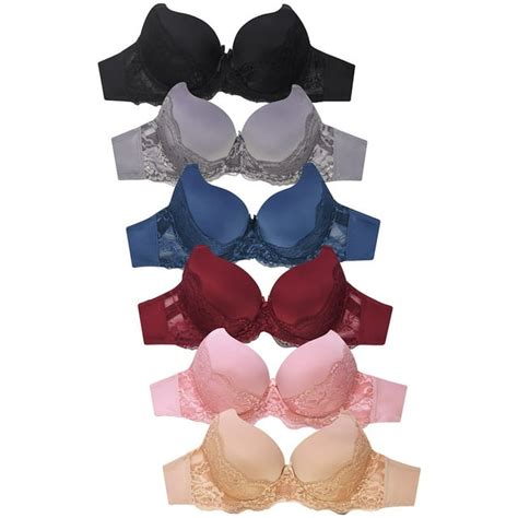 lavra women s 6 pack of plain and lace bra full cup d and dd plus