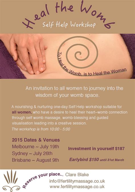 Heal The Womb Workshop In Australia Fertility Massage