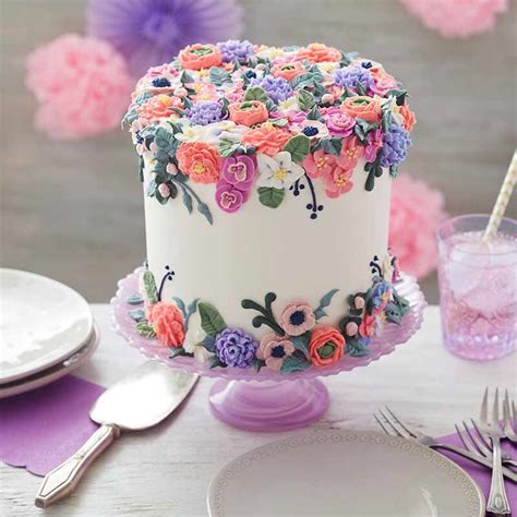 Party In Bloom Buttercream Flower Cake Recipe In 2020 Buttercream