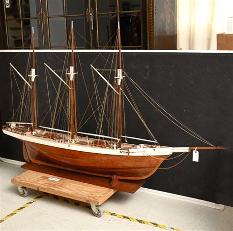 Very Large Wooden Model 3 Masted Sailing Ship