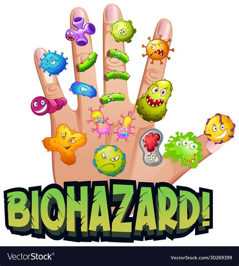 Font Design For Word Biohazard With Dirty Virus Vector Image