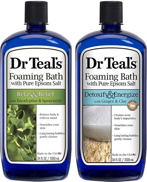 Dr Teals Pure Epsom Salt Foaming Bath T Set 2 Pack 34 Oz Ea Restore