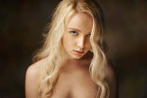 Wallpaper Face Women Blonde Long Hair Blue Eyes Bare Shoulders Free