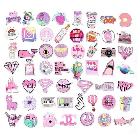 Vsco Stickers 100 Pack Pink I Cute Stickers Waterproof 100 Vinyl Pink