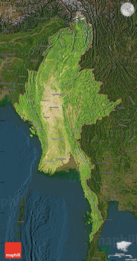 Birma Satelliten-karte