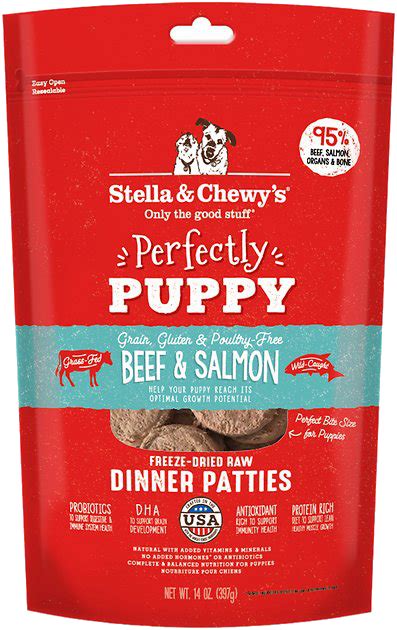 We are focused on making the power of raw nutrition more available and more convenient for pets and pets parents everywhere. Stella & Chewy's Perfectly Puppy Beef & Salmon Dinner ...