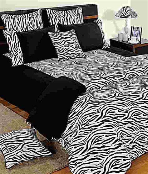 Swayam Black And White Zebra Print Bed Sheet Set Buy Swayam Black