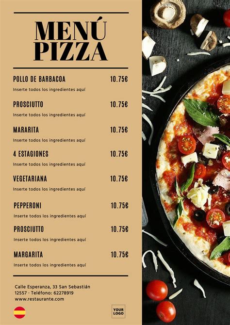 Carta De Pizzas Editable Online Menú De Pizza Diseño De Menús De