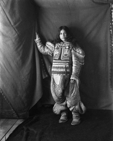 Portrait Of Inuit Woman Kootucktuck In Her Beaded Attigi Fullerton Harbour Nunavut February