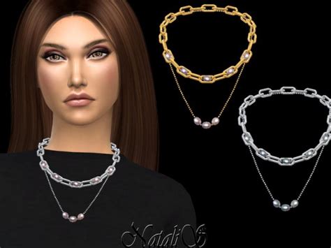 The Sims Resource Double Chain With Pearls By Natalis • Sims 4 Downloads