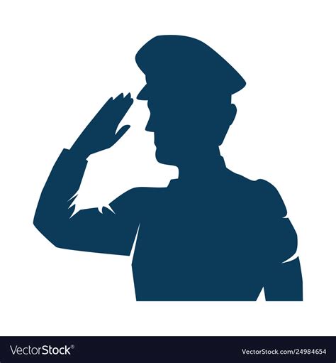 Silhouette Military Saluting Royalty Free Vector Image