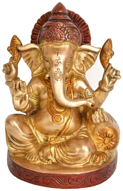 6 Blessing Lord Ganesha In Brass Handmade Made In India Exotic