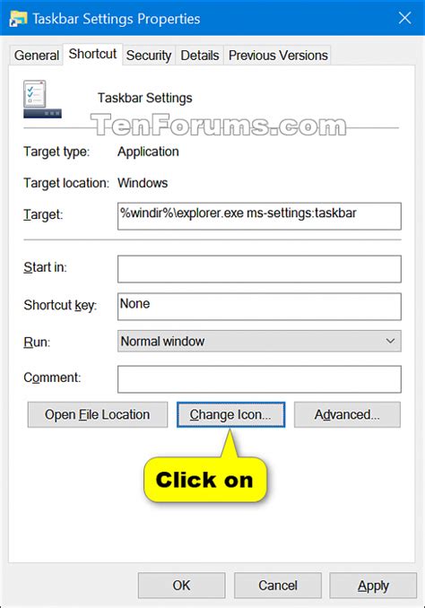 Create Taskbar Settings Shortcut In Windows 10 Tutorials