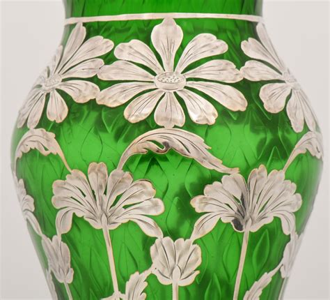 Bid Now American Sterling Silver Overlay Green Glass Vase January 6 0122 11 00 Am Est