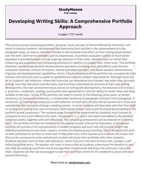 Developing Writing Skills A Comprehensive Portfolio Approach Free